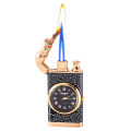 Personalized Dual Fire Switch Lighter with Quartz Watch Metal Inflatable Windproof Blue Flame Crocodile Head Lighter. 