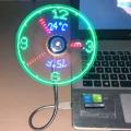 USB Fan LED Clock Light USB Charging Led Fan Creative Temperature Clock Light. 