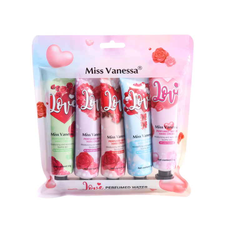 Miss Vanessa Pack of 5 pcs Hand Cream Set 30g Hand Cream Whitening Cream Moist and smooth perfumed Hand Care Hand Cream