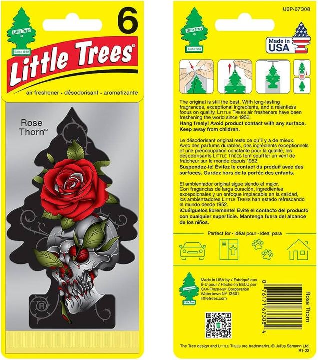 LITTLE TREES Rose Thorn Air Fresheners Car Air Freshener. Hanging Tree Provides Long Lasting Scent