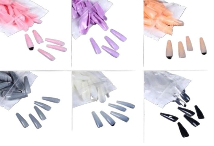 20 pcs Coffin Shape Nails, For Girls, Artificial coloured long Nails, Nails For Girls Beautiful Fancy Nails Fake Nails, Acrylic Nails Nails Kit 20 pcs Set False Nails