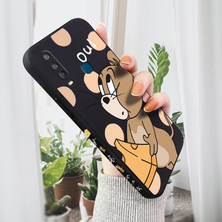 AMORVOR for Vivo Y17 Y15 Y12 Back Cover Cartoon Cat and Mouse Side design Soft Case Liquid Silicone Phone Cases