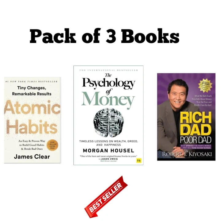 pack of 3 books atomic habits rich dad poor dad the psychology of money ...
