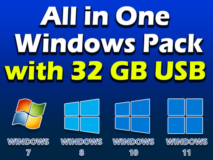 Ultimate Windows Collection: Activated Windows 7/8/10/11 - Updated Versions with 32GB Bootable USB & Essential Software