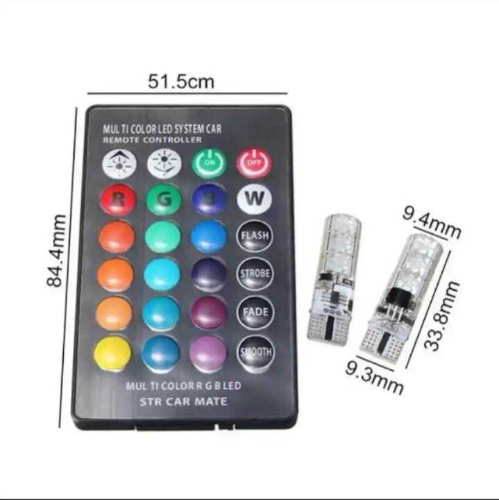 SMDs LED Remote Control Car Parking Light Bulbs RGB LED 2PCs