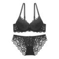 Two Pieces Women Lace Underwear Bra Panties Set. 