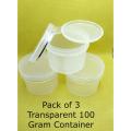 Pack of 3 Empty Cosmetic Containers Cream Pot Jar Refillable Plastic Jar 100 gm. 