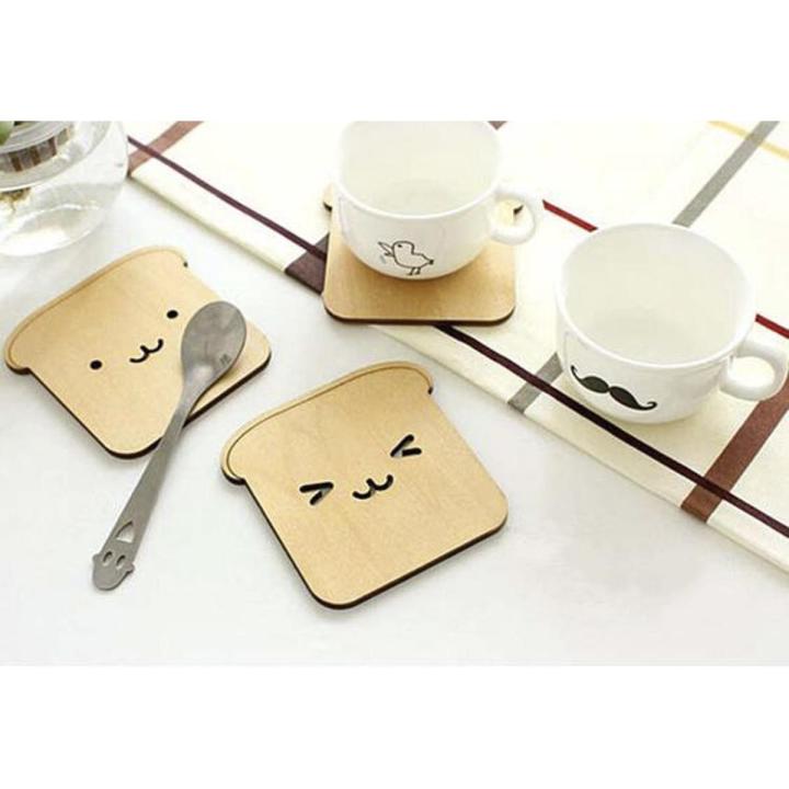 bread peces wooden tea coasters pack of 6 pecs