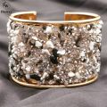 Fkewyy Luxury Designer Bracelet Women Ethnic Style Metal Jewelry Rhinestone Natural Stone Cuff Bracelets Party Birthday Gift. 