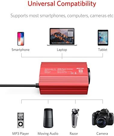BESTEK%20300W%20Power%20Inverter%20DC%2012V%20to%20AC%20230V%20240V%20Transformer%20Car%20Charger%20Lighter%20Adapter%20with%203%20Pin%20Plug%20and%20Dual%20USB%20Ports%20(Red)%20-%20Image%202