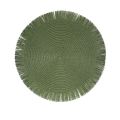 High Quality Japan Style Round Braided Placemats Non-slip with Tassels Insulation Place Mats Hand Woven Fringe Paper Table Mats Dining Table Decorations. 