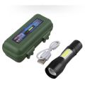 Pocket size torch light - Mini LED Micro USB Charging with Cable and Case - Powerful torch COB Small Rechargeable - Swat Rechargeable Hand Lamp -Mini Flashlight Built In Battery Zoom Torch -  Adjustable Outdoor Waterproof emergency Pocket Light. 