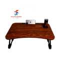 Wooden Gaming Laptop Table For Bed Foldable Stand Ergonomic Portable Drawing Notebook Reading Breakfast Serving With Inbuilt Tablet And Cup Hold Slots Couch Black Brown Beige. Floor Gaming Computer 0.75 Inches Thick Wood. High Quality Stand. 