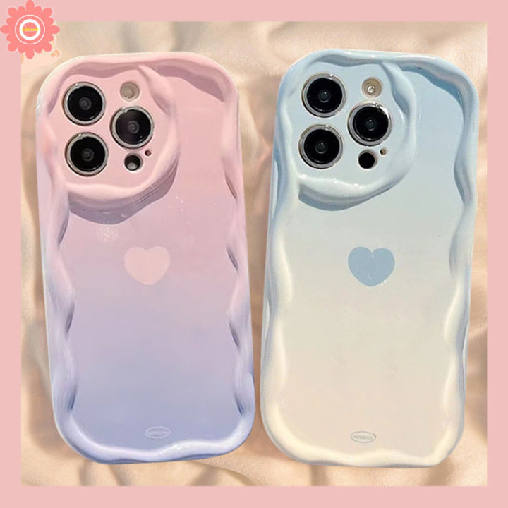 Macaron Candy Color Gradient Case for Infinix smart 5 6 7 6 plus infinix hot 9 8 hot 10 9 11 12 30 20 play 30i note 12 10 lite Wavy Edge Love Heart Cover