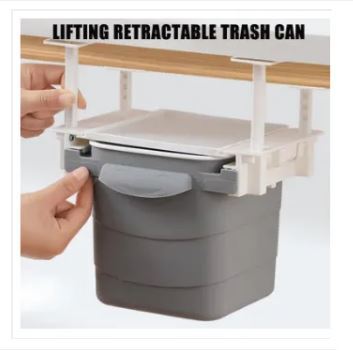 Dustbin Under Table Trash Can Garbage Waste Bin Retractable Office Desk ...