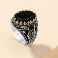 Vintage Black Stone Crown Rings For Men and Boy - Pack of 01. 