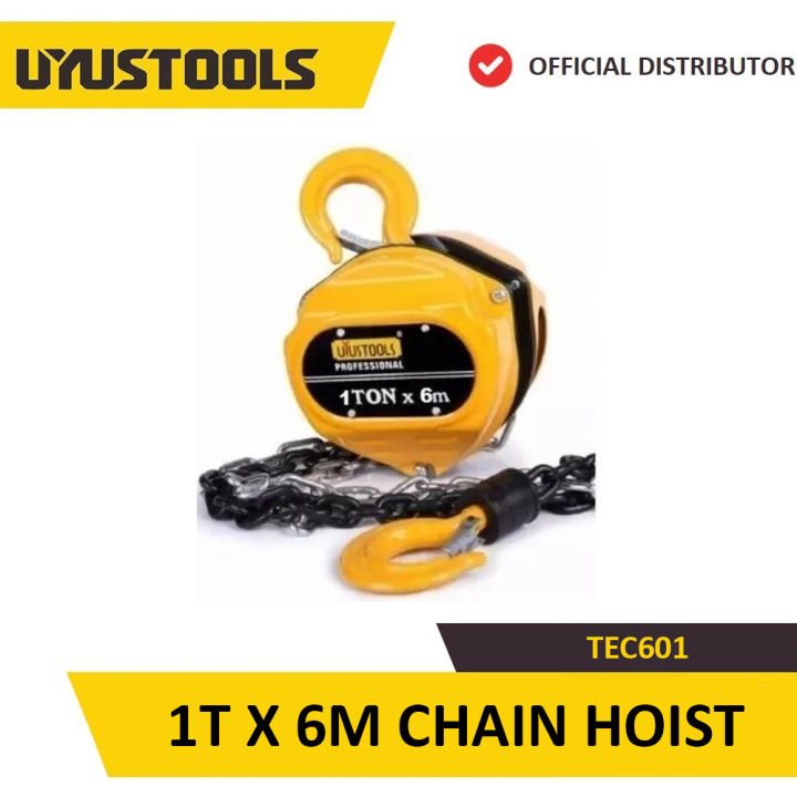 1 Ton Chain Hoist 6m Length Heavy Duty Manual Hoist for Towing CE & GS Standard Durable 1T Chain Pulley Industrial Lifting Equipment Master Carton Packed Premium Quality - UYUSTOOLS TEC601
