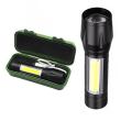 USB Rechargeable Zoomable LED Flashlight Camping Torch Lamp With Case Box. 