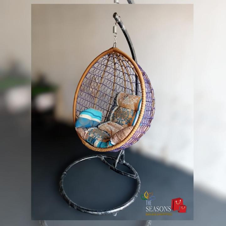 Luxurious Egg Chairs Customized. Brown,+ Purple, Outdoor / Indoor Egg Chair with Black Iron Stand. | Jhoola |Chair.