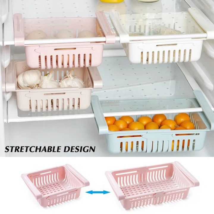 Fridge Accessories Fridge Organizer Basket Refrigerator Basket Adjustable Stretchable Fridge Organizer Drawer Basket Refrigerator Pull-Out Drawers Fresh Spacer Layer Storage Rack - 1Pc