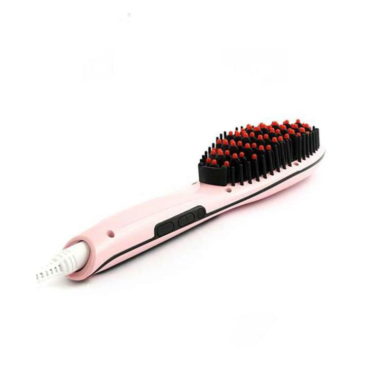 HQT906 - Digital Hair Straightner Brush - Pink