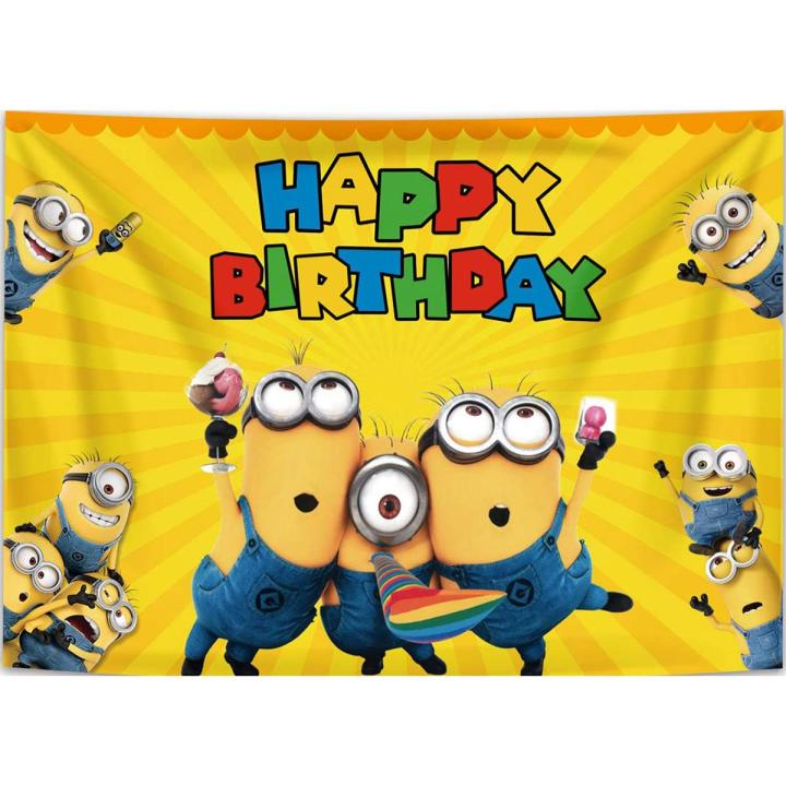 MINIONS THEME BIRTHDAY PARTY BANNER ( 36 INCHES X 24 INCHES )
