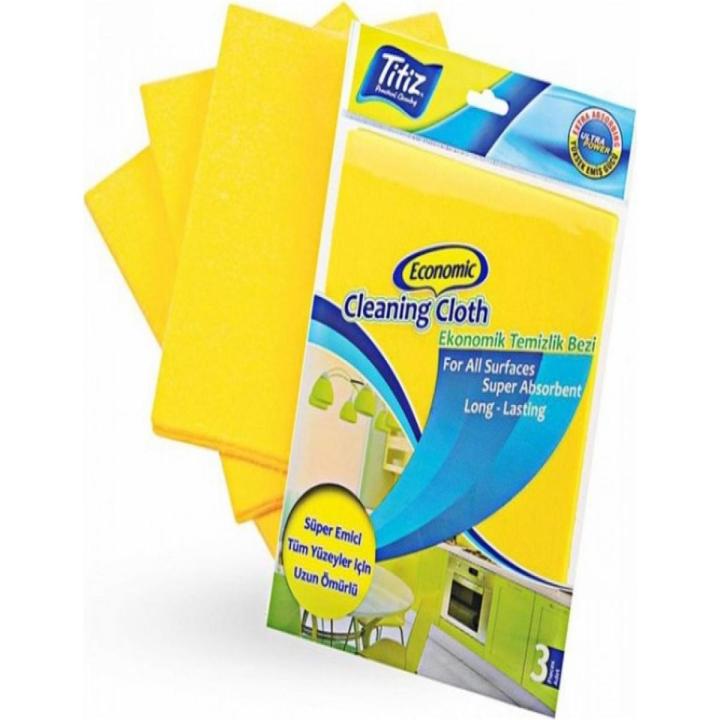 Titiz 3 Piece Set of Economic Cleaning Cloth Yellow Universal cleaning cloth Used for home and offices Note random color will be deliver