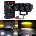 1Pc Universal 3-Lens Fog Light Ultra Bright 12-80V, Dual Color Yellow/White, Flash Mode, With Aluminum Body, Universal Light for Bike, Car, Truck - Super Bright and Durable Design.. 