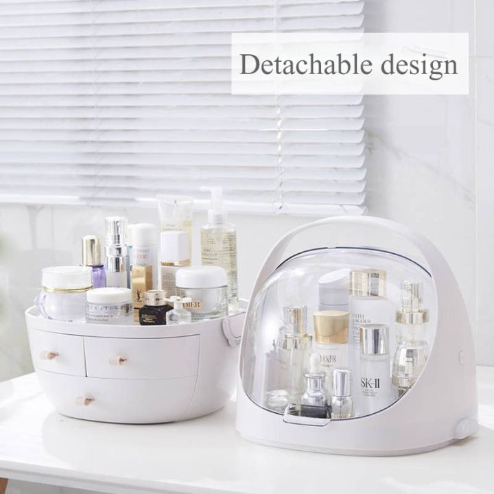 dust-Proof Makeup Organizer, Cosmetic and Jewelry Storage with Lid, Display Boxes with Drawers for Vanity, Skin Care Products Rack Dressing Table Desktop Finishing Box (L)
