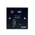 Multifunctional Media Wall Socket Outlet, Multimedia Wall Plate - Black (USB, VGA, HDMI, Internet, Audio). 