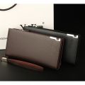 Stylish long PU leather mobile wallet for men with zip. 