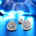 Fashion Women Round Ball Woven Twisted Rope Love Knot Stud Earrings Jewelry Gift. 