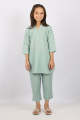 SAYA Stitched Cotton Jacquard Shirt/Trouser For Kids green 62121. 