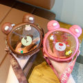 Bear Water Bottle with double drinking cup large capacity cute cartoon children’s water cup.. 