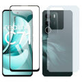 Realme C71 Full Black 9D Tempered Glass Screen Protector Edge to Edge Full Glue Premium Quality + Back Matte Finish Protector Carbon Fiber Soft Skin Sheet For Realme C71. 