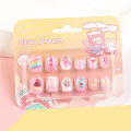12pcs/Box Children Acrylic Nails Safe Non-Toxic Adhesive Nail DIY Artificial Fingernails for Girls Children's Day Gift. 
