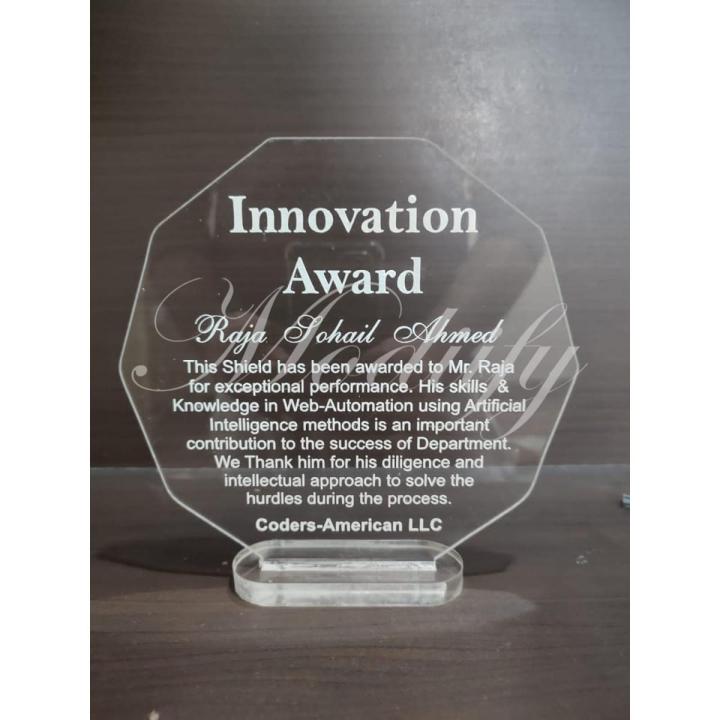 Customized Awards Shape Plaque | Innovation Awards | Teachers awards, awards souvenirs for events, schools awards.