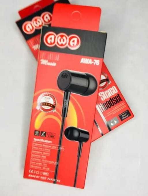 Awa Extra Bass Handfree | 100% Original | Awa 76 | Stereo Handfree | Compatible With All Devices