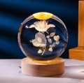 6cm 3D Crystal Ball Crystal Planet Night Light Laser Engraved Solar Globel. 