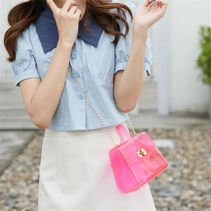 Jelly color Fashion bag Unique PVC material Pillow shape Transparent bag Small square bag for Casual Party Travel Daily Women's accessory