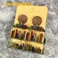 Lightweight Book Earrings Unique Book Themed Acrylic Earrings Trendy Waterdrop Shape Dangle Earrings with Book Shelves Pattern for Women Perfect Gift for Book Lovers Book Lover Earrings. 