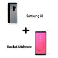 Samsung Galaxy J8 Polish 2.5D Tempered Glass Screen Protector Polish Glass + Back Matte Protector Soft Skin Sheet Soft Film Protection For Samsung Galaxy J8. 