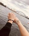 Set of 2 Pieces Black & White Bead Friendship Wrist Band / Bracelet for Couples & Friends. (Elasticated). 