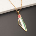 Stainless steel Palestinian Gaza map flag necklace. 