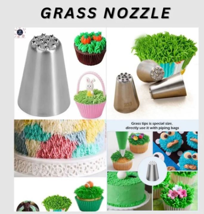 Grass Nozzle Piping Tip Set - 17mm x 42mm Stainless Steel Grass/Grass ...