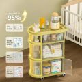 Freestanding Toy Organizer Cart With 3 Tier Foldable Storage Cabinet. 