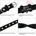Custom Personalized Cat Small Dog Collar with Name Print Soft Suede Leather Fish/Bone/Suqare ID Tag Free Engraving Gold Bell. 