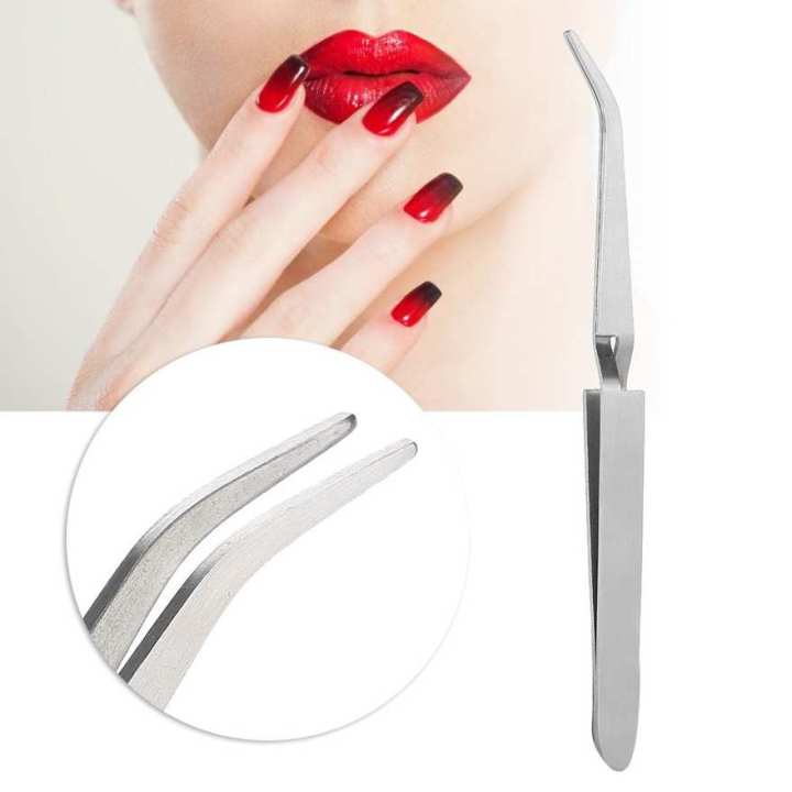 Stainless steel gel nail acrylic nails shaping tweezers clip art tool straight curved rhinestone stud fashion tools