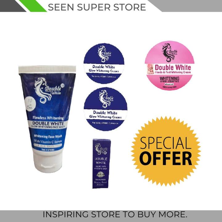 Double White Offer Pack ( 1- Hand & Feet Cream + 1- Serum + 1-Face wash + 2-Whitening Cream )
