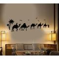 size- 3 x 1 feet- cute Camel caravan nature wall stickers for home, office, room, interior decor lovers - Black color- lucky garnet. 